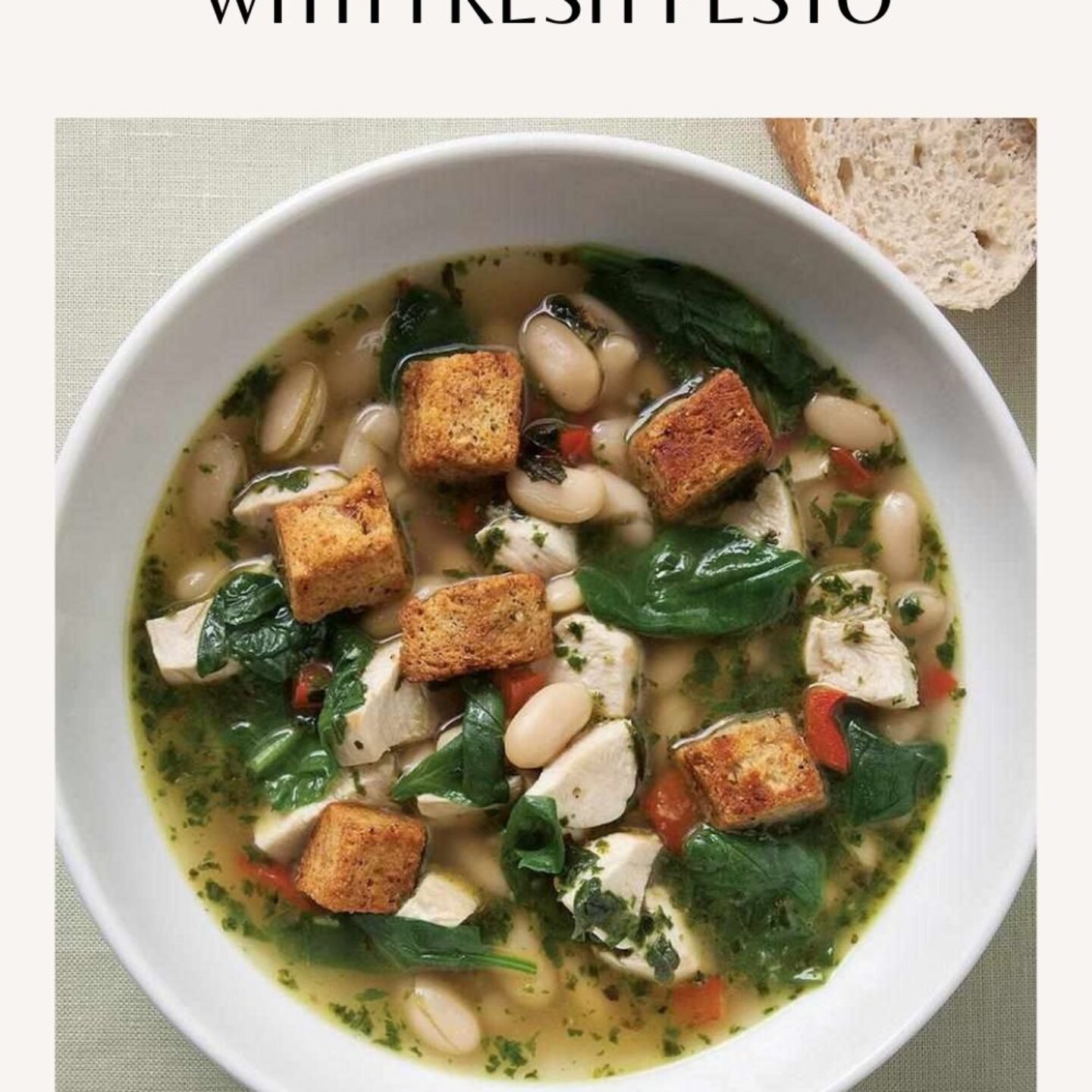 Chicken & Spinach Soup with Fresh Pesto