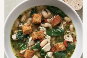 Chicken & Spinach Soup with Fresh Pesto