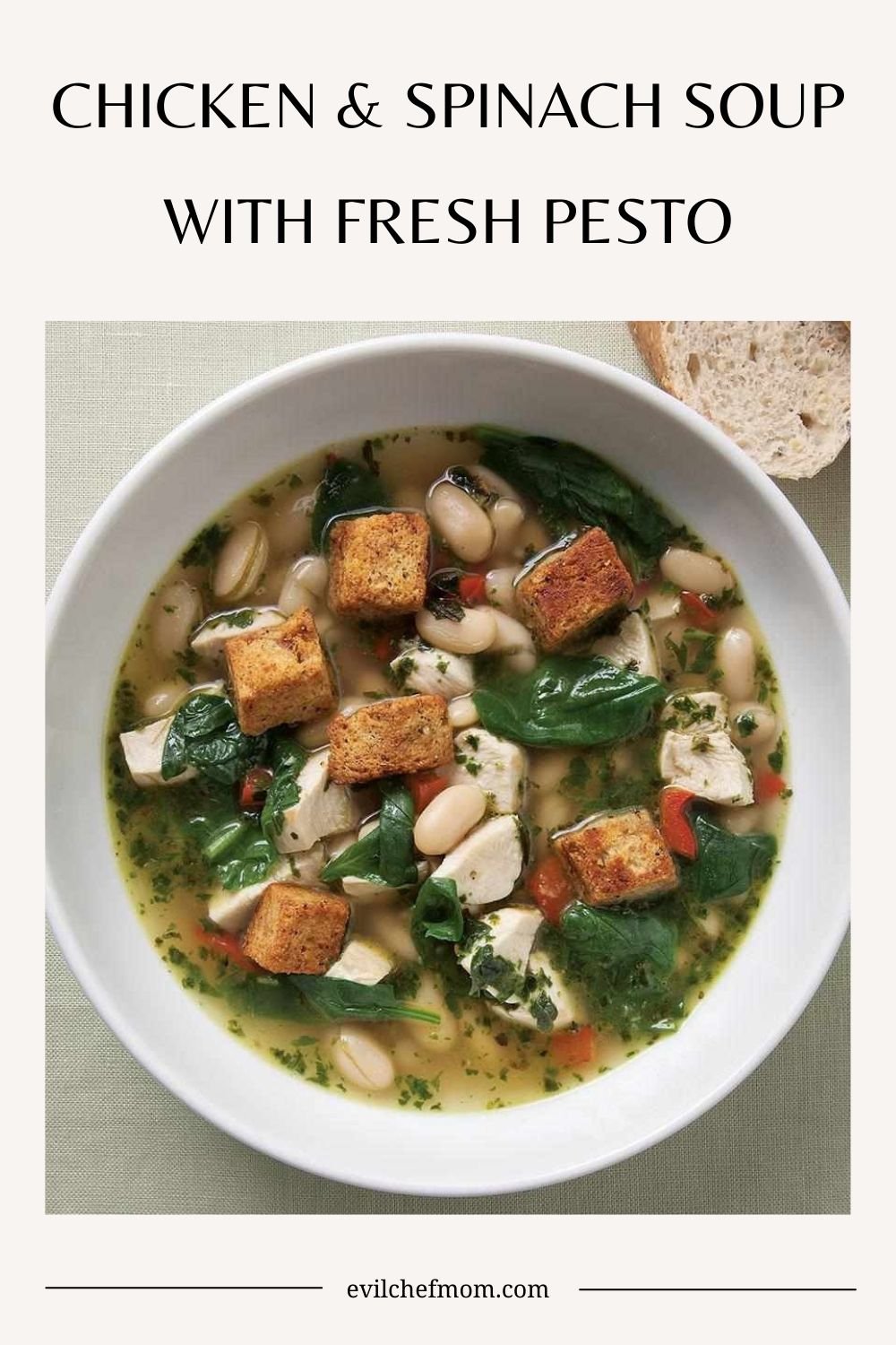 Chicken & Spinach Soup with Fresh Pesto