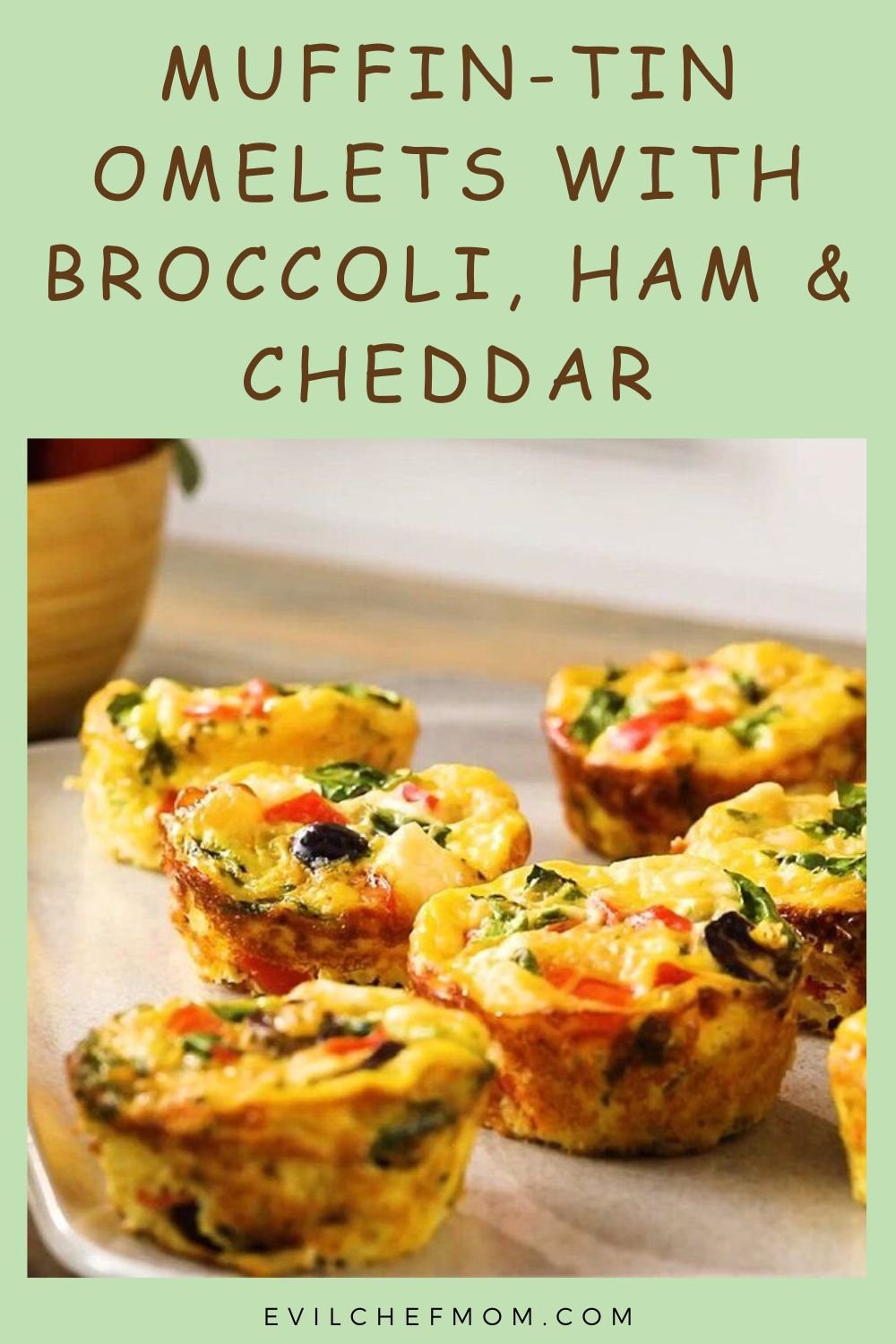 Muffin-Tin Omelets with Broccoli, Ham & Cheddar