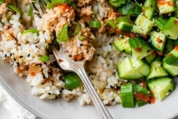 Spicy Canned Salmon Salad Rice Bowl Recipe