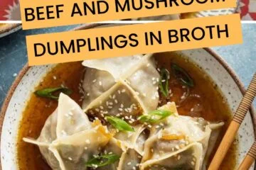 Beef and Mushroom Dumplings in Broth