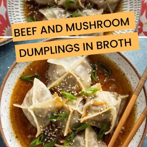 Beef and Mushroom Dumplings in Broth