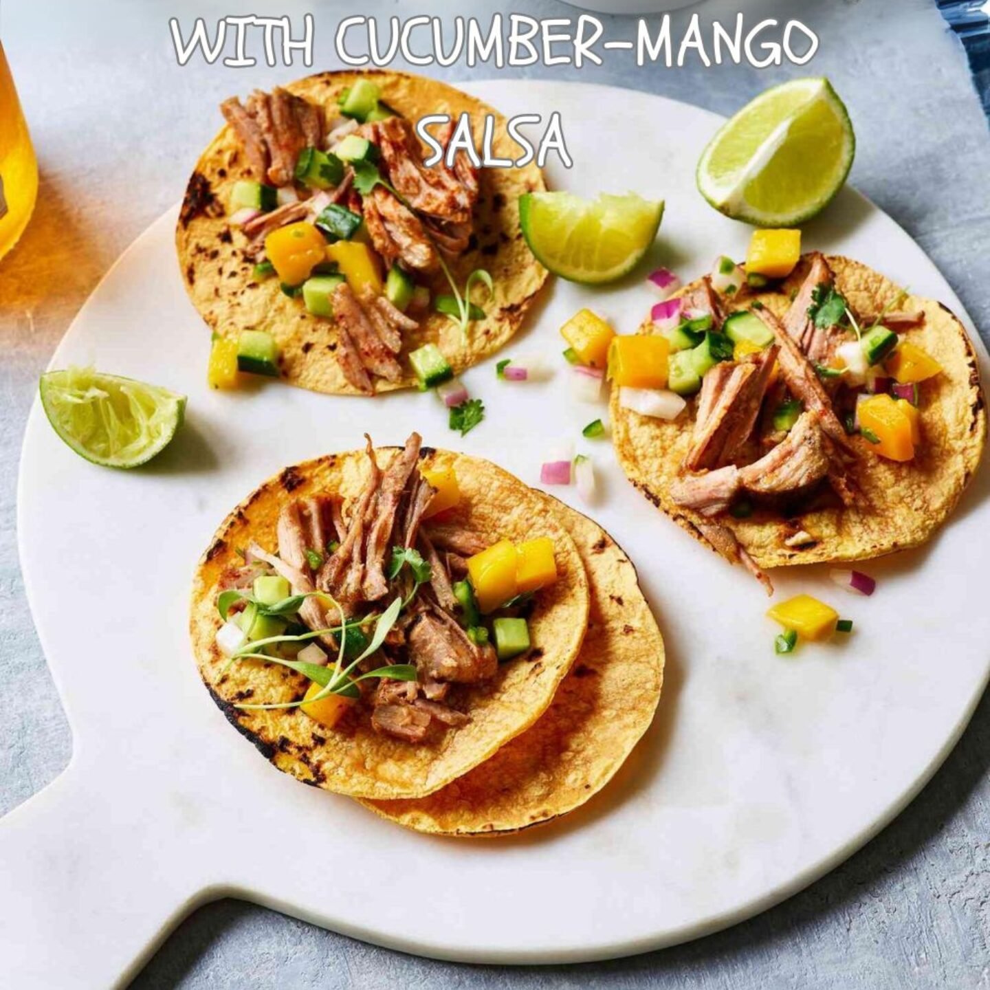 Chile-Spiced Pork Tacos with Cucumber-Mango Salsa