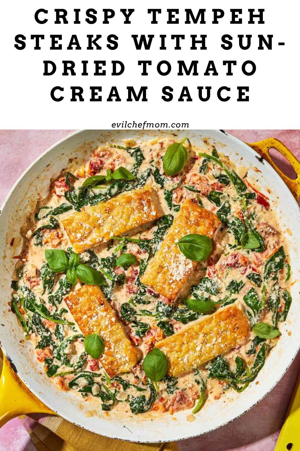 Crispy Tempeh Steaks with Sun-Dried Tomato Cream Sauce