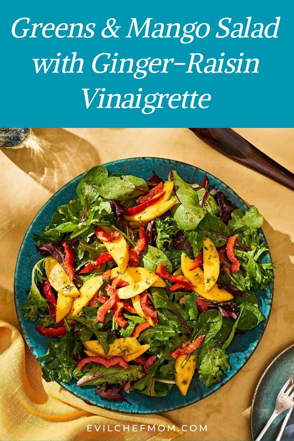 Greens & Mango Salad with Ginger-Raisin Vinaigrette