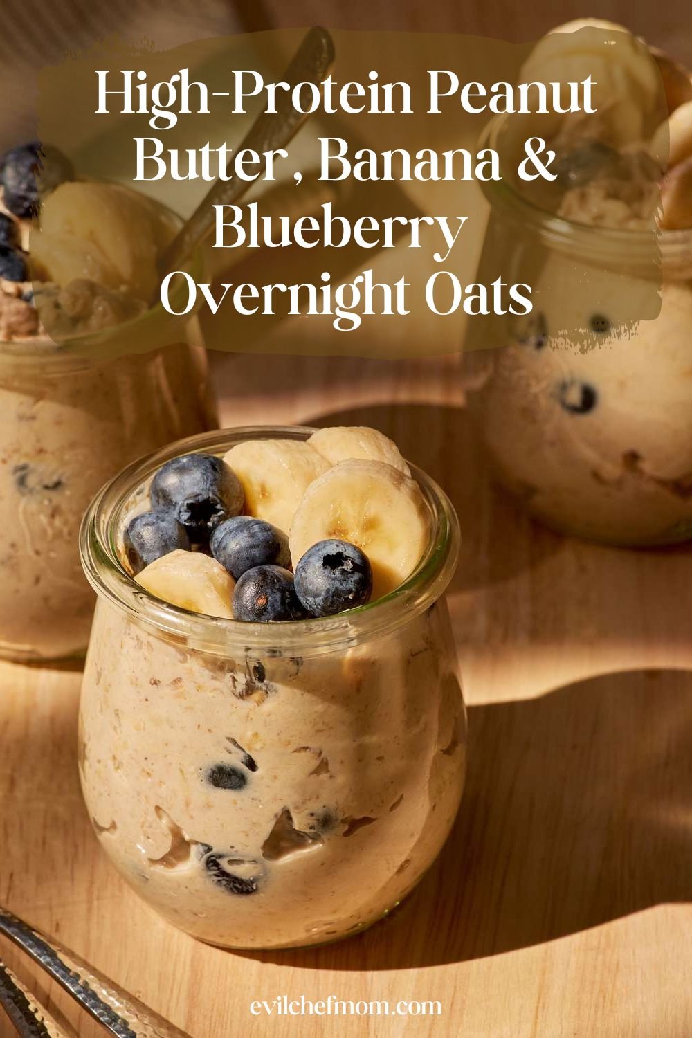 High-Protein Peanut Butter, Banana & Blueberry Overnight Oats