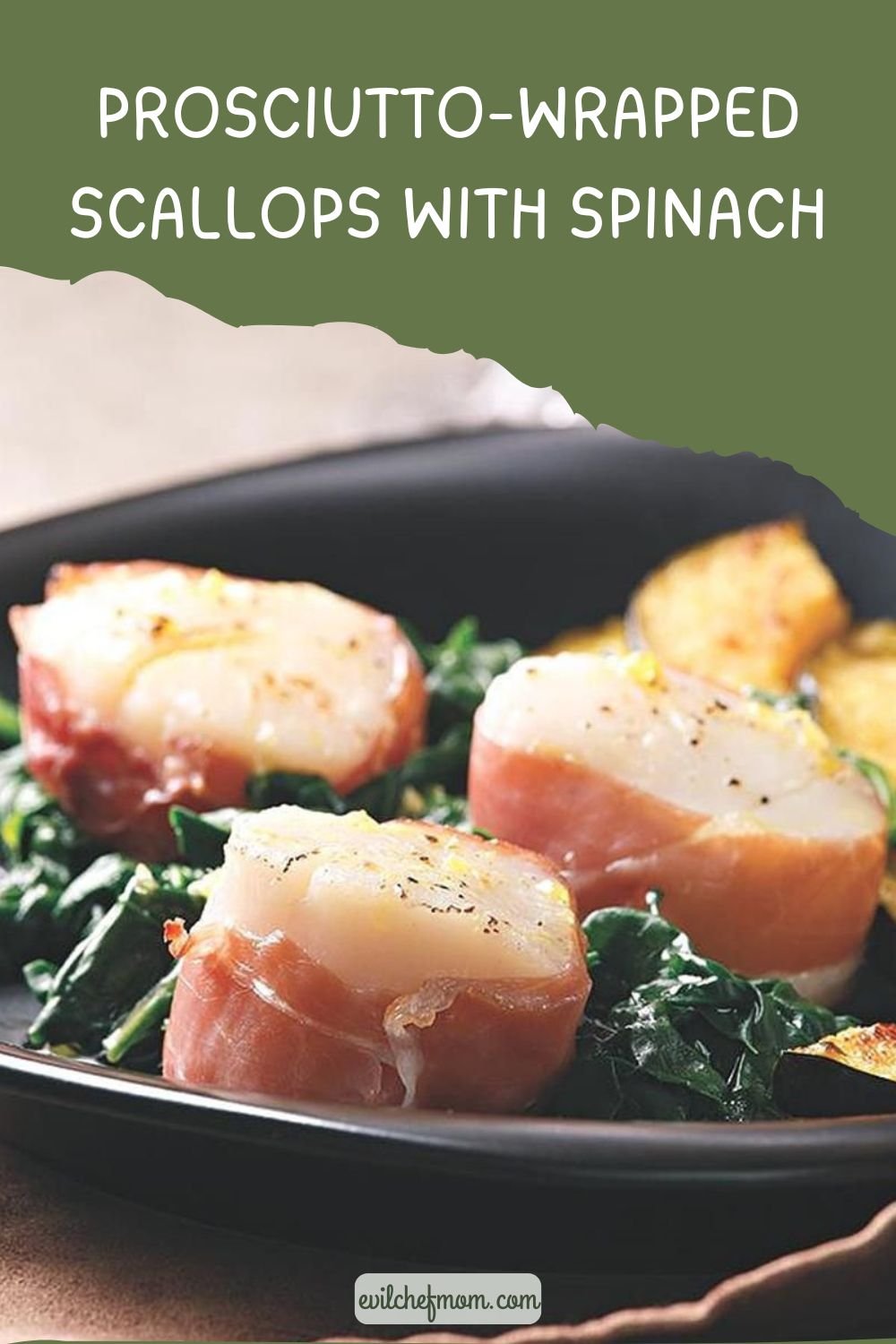 Prosciutto-Wrapped Scallops with Spinach
