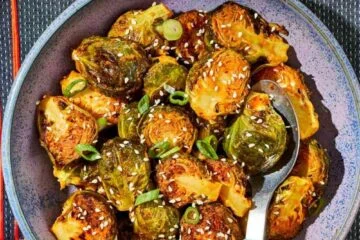 Roasted Brussels Sprouts with Kimchi Vinaigrette