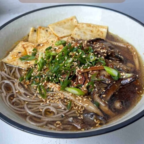 Soba Noodle Soup with Soy Ginger Mushrooms
