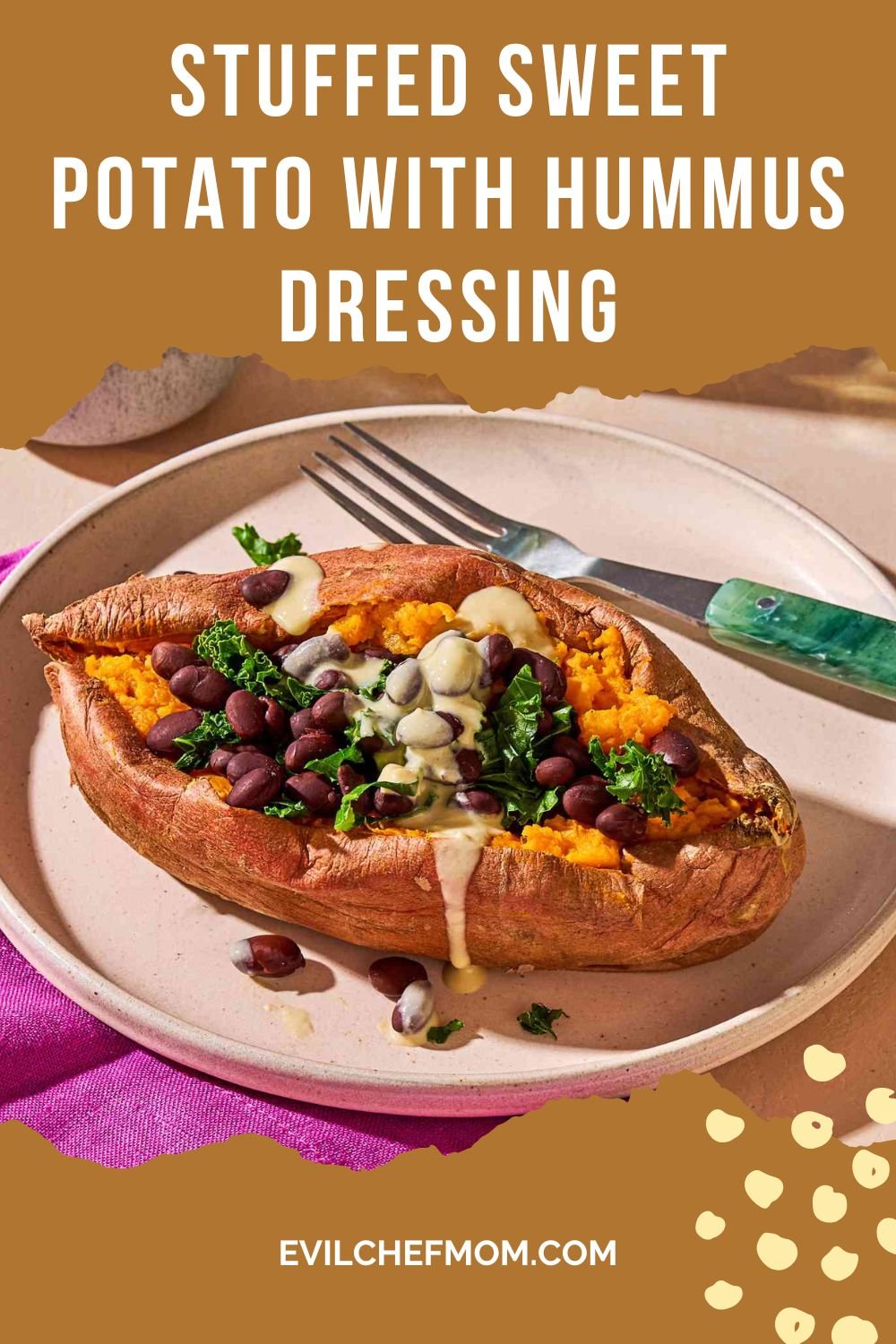 Stuffed Sweet Potato with Hummus Dressing