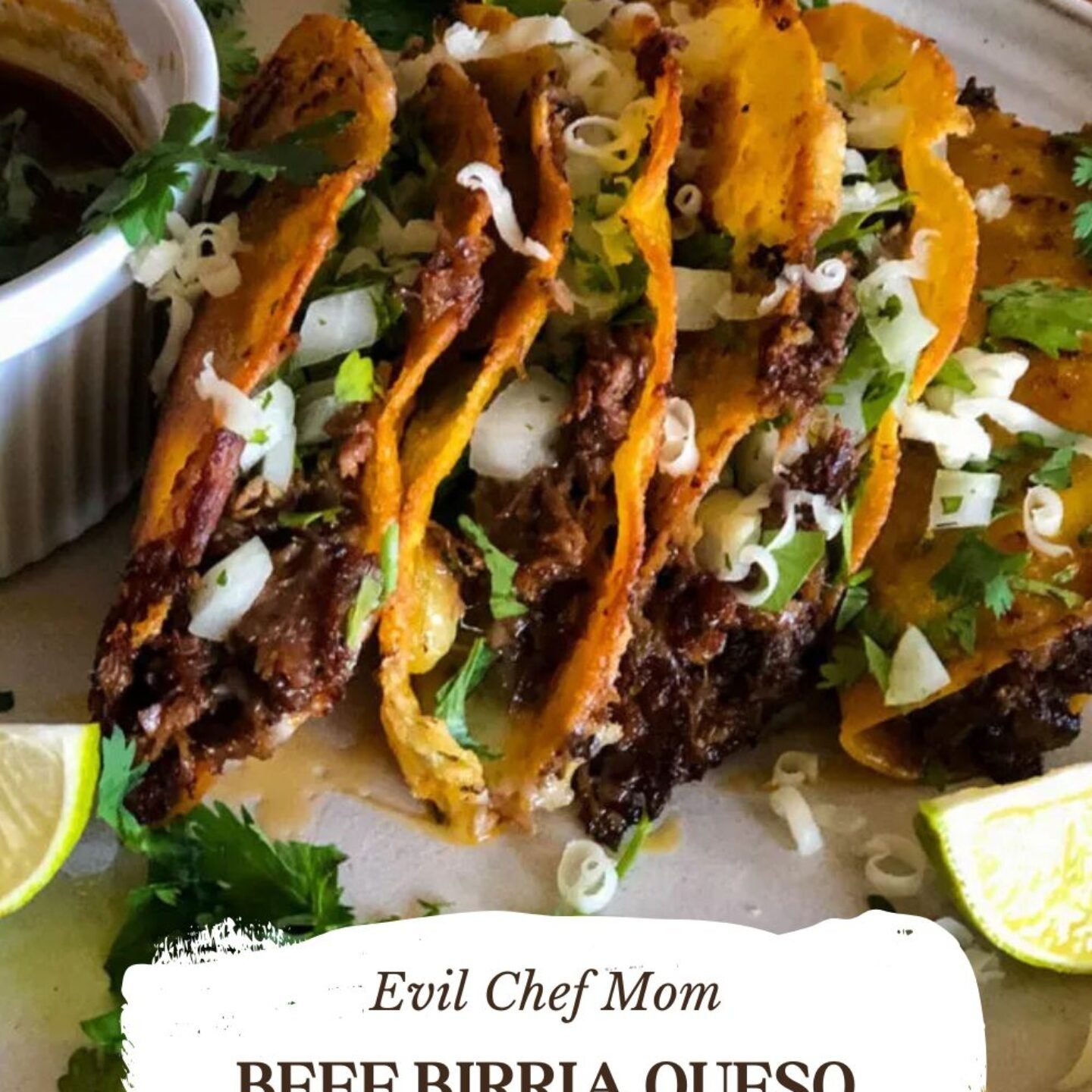 Beef Birria Queso Tacos with Consommé
