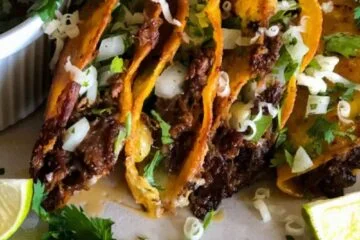 Beef Birria Queso Tacos with Consommé