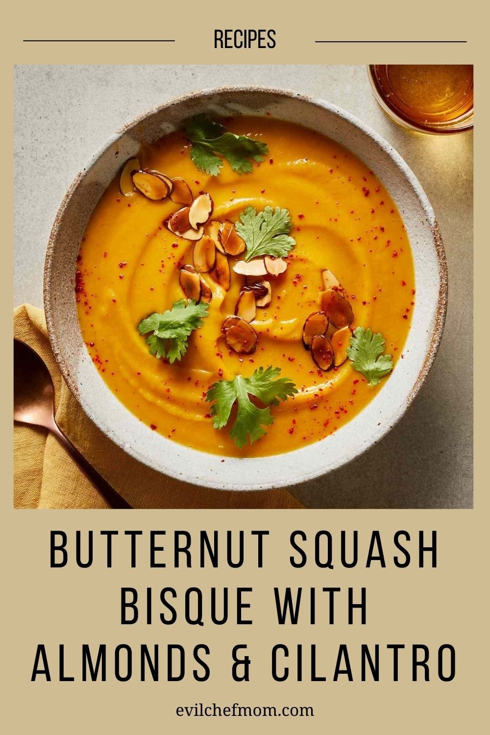 Butternut Squash Bisque with Almonds & Cilantro