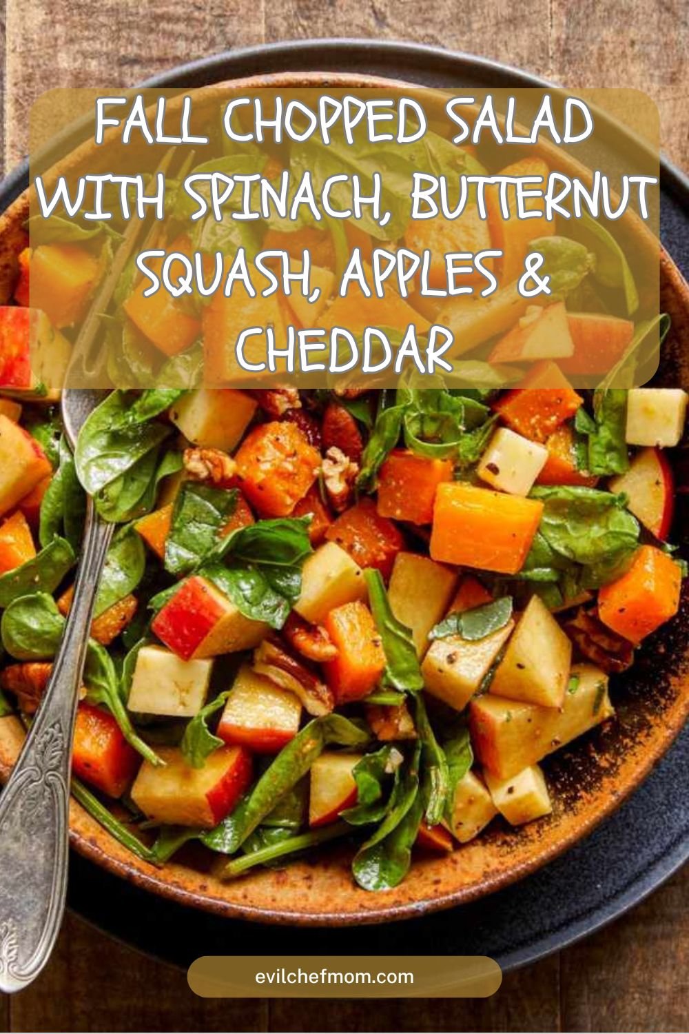 Fall Chopped Salad with Spinach, Butternut Squash, Apples & Cheddar
