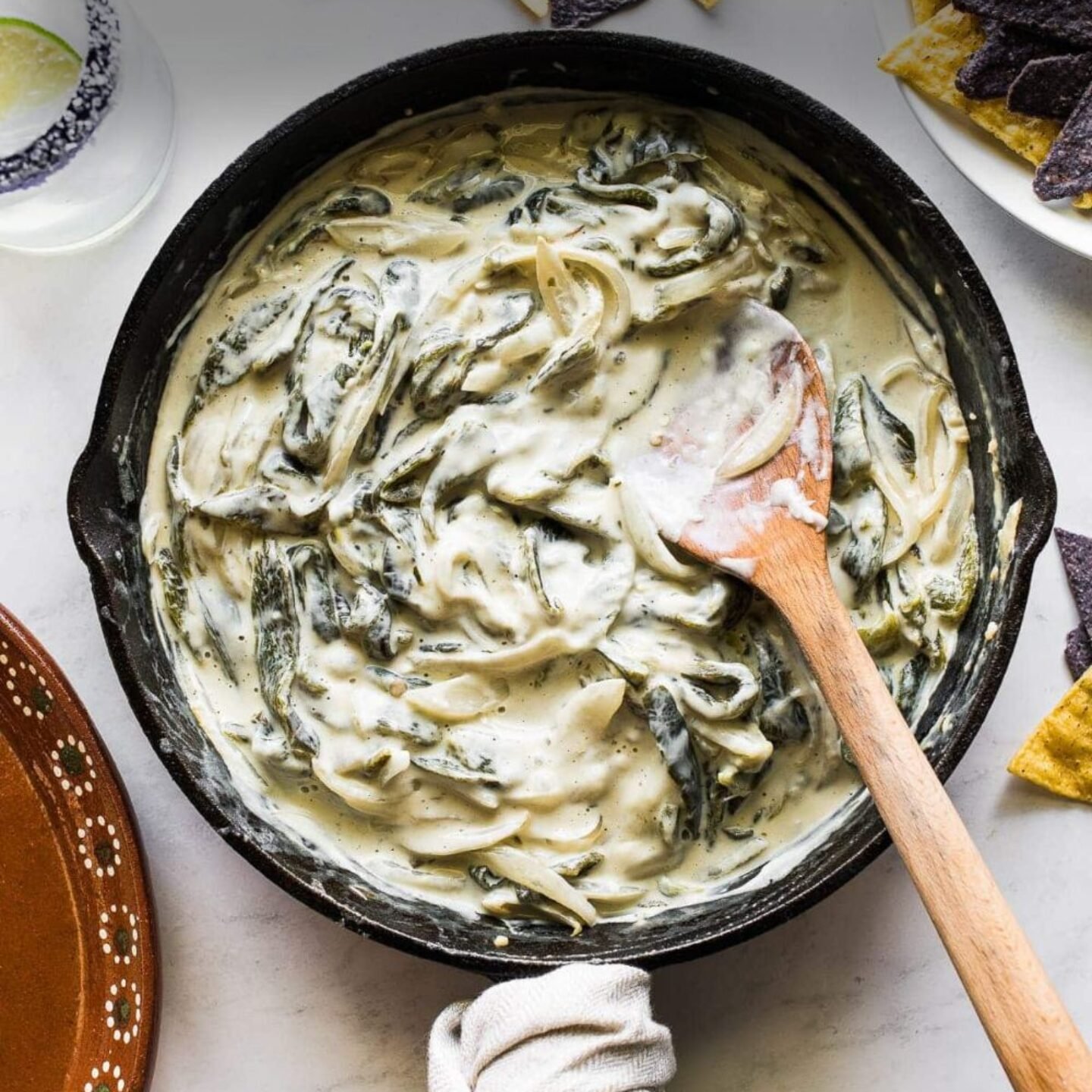 Rajas con Crema (Roasted Poblano Peppers in Cream Sauce)