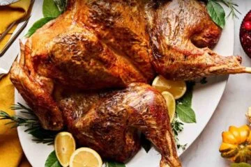 Spatchcocked Butter-Roasted Lemon and Herb Turkey with Gravy