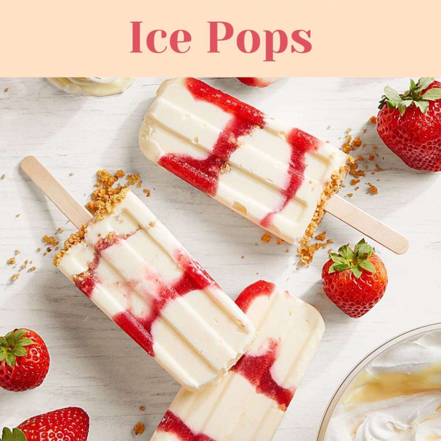 Strawberry Swirl Cheesecake Ice Pops