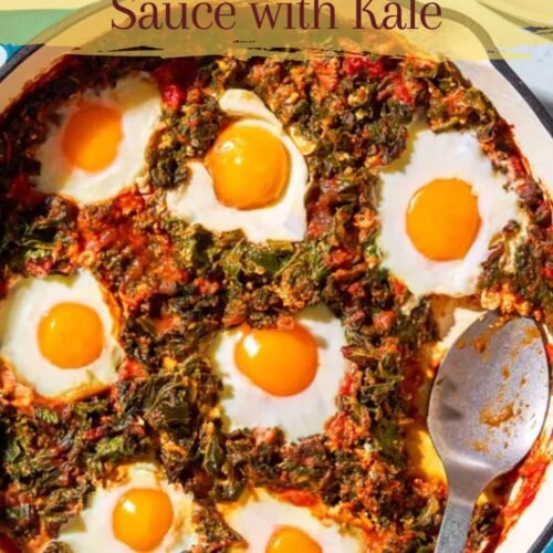 Baked Eggs in Tomato Sauce with Kale
