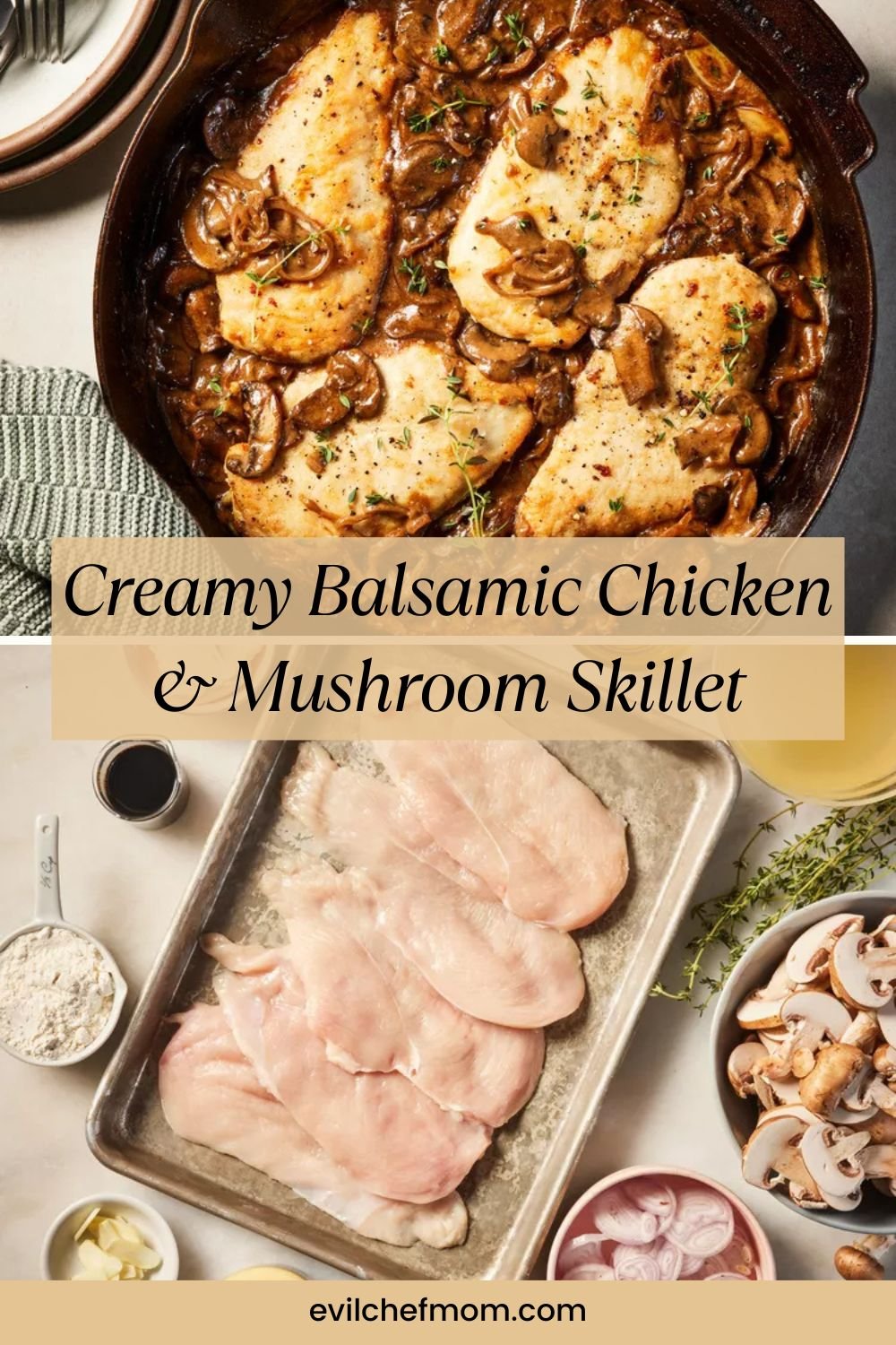 Creamy Balsamic Chicken & Mushroom Skillet