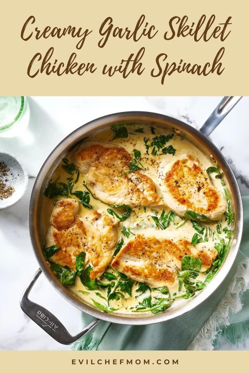 Creamy Garlic Skillet Chicken with Spinach