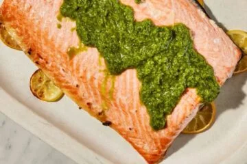 Lemon-Roasted Salmon with Green Herb Sauce