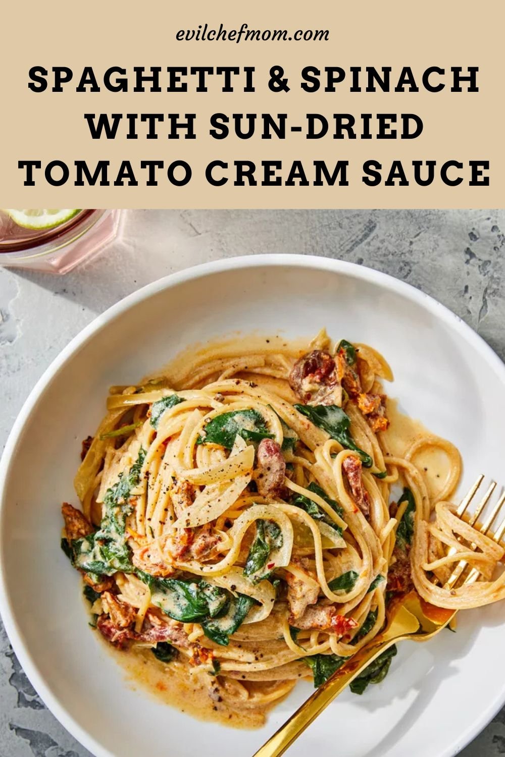 Spaghetti & Spinach with Sun-Dried Tomato Cream Sauce