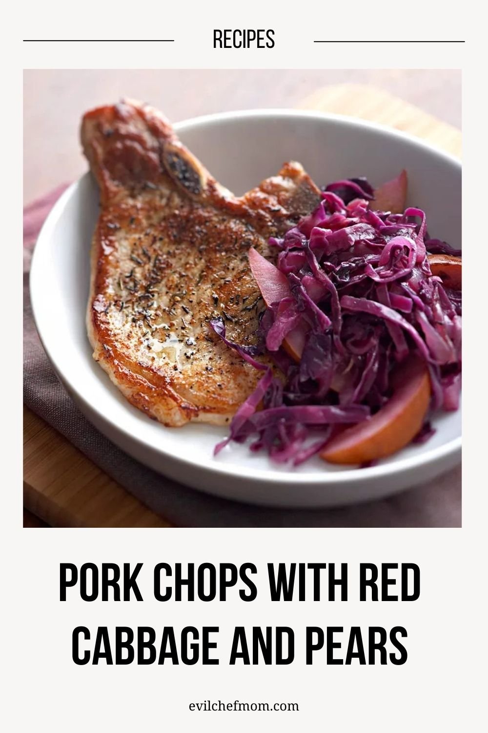 Pork Chops with Red Cabbage and Pears