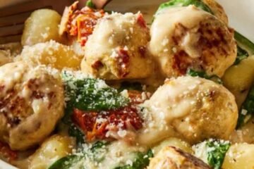 Slow Cooker Tuscan Chicken Meatballs with Gnocchi