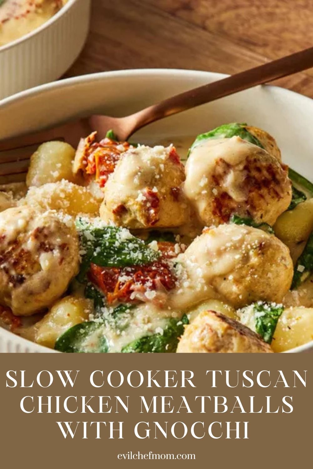 Slow Cooker Tuscan Chicken Meatballs with Gnocchi