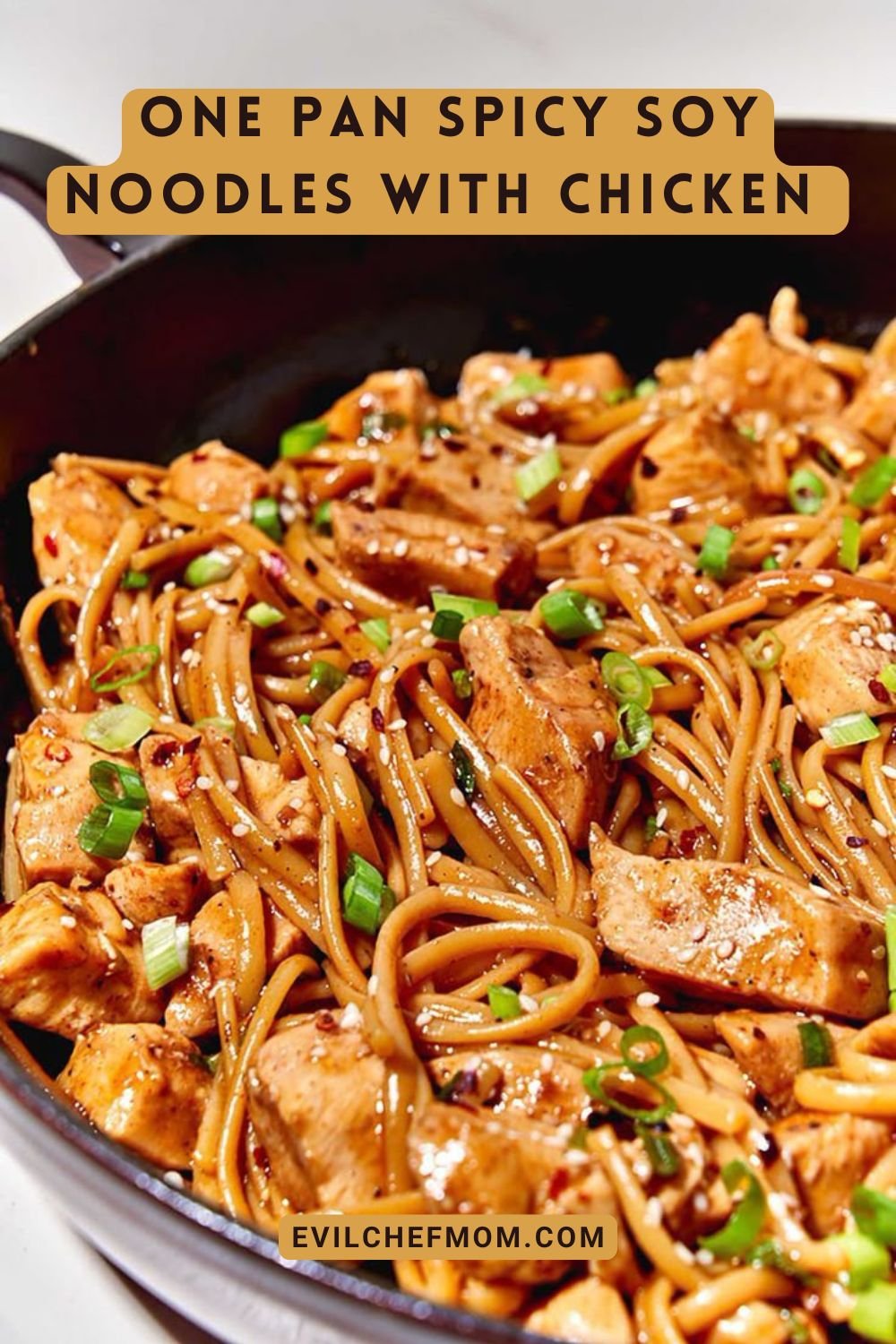 One Pan Spicy Soy Noodles with Chicken