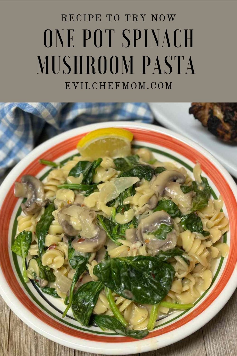 One Pot Spinach Mushroom Pasta