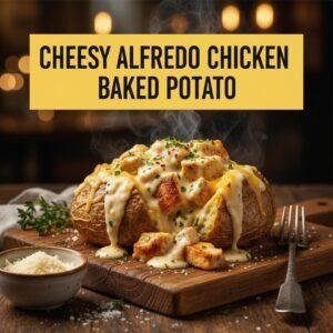 Cheesy Alfredo Chicken Baked Potato