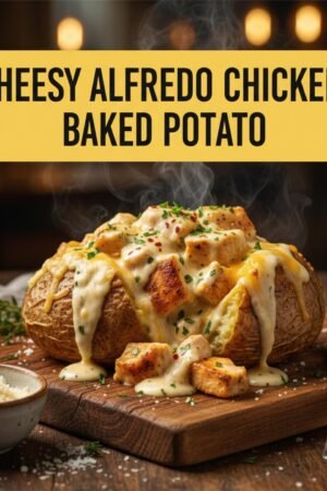 Cheesy Alfredo Chicken Baked Potato