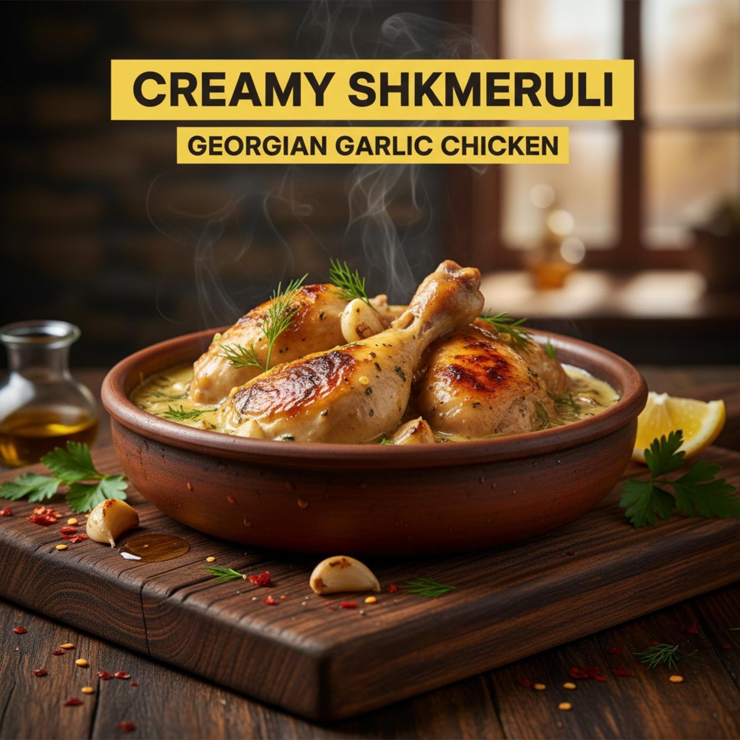 Creamy Shkmeruli: Georgian Garlic Chicken