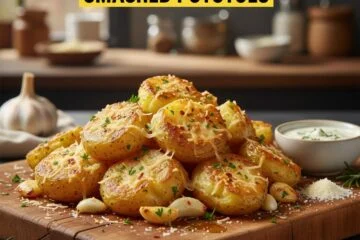 Crispy Garlic Parmesan Smashed Potatoes