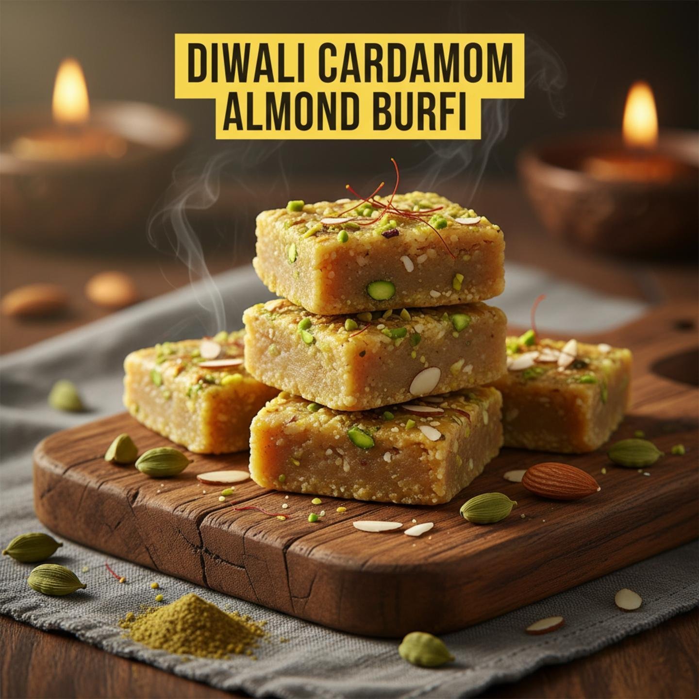 Diwali Cardamom Almond Burfi