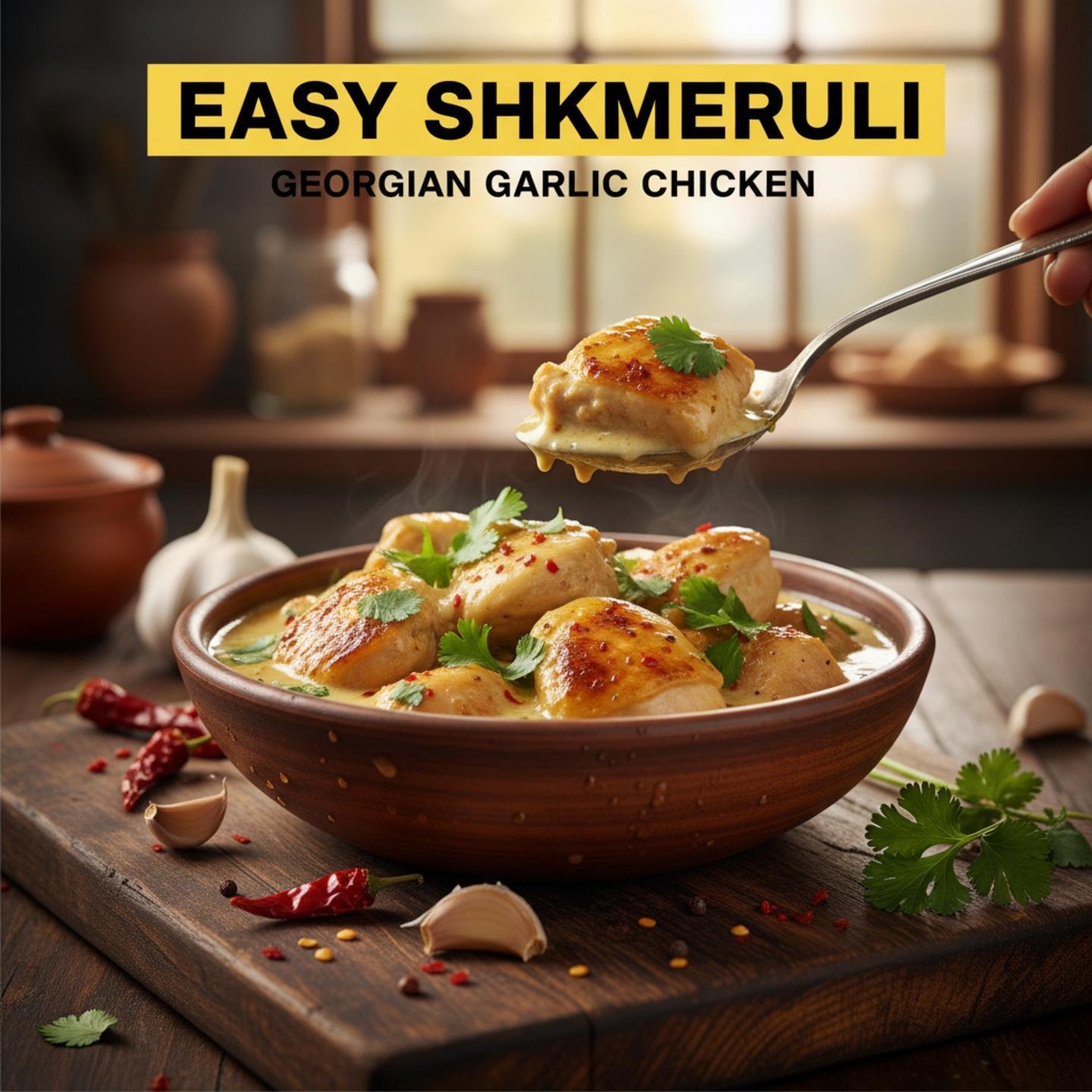 Easy Shkmeruli: Georgian Garlic Chicken