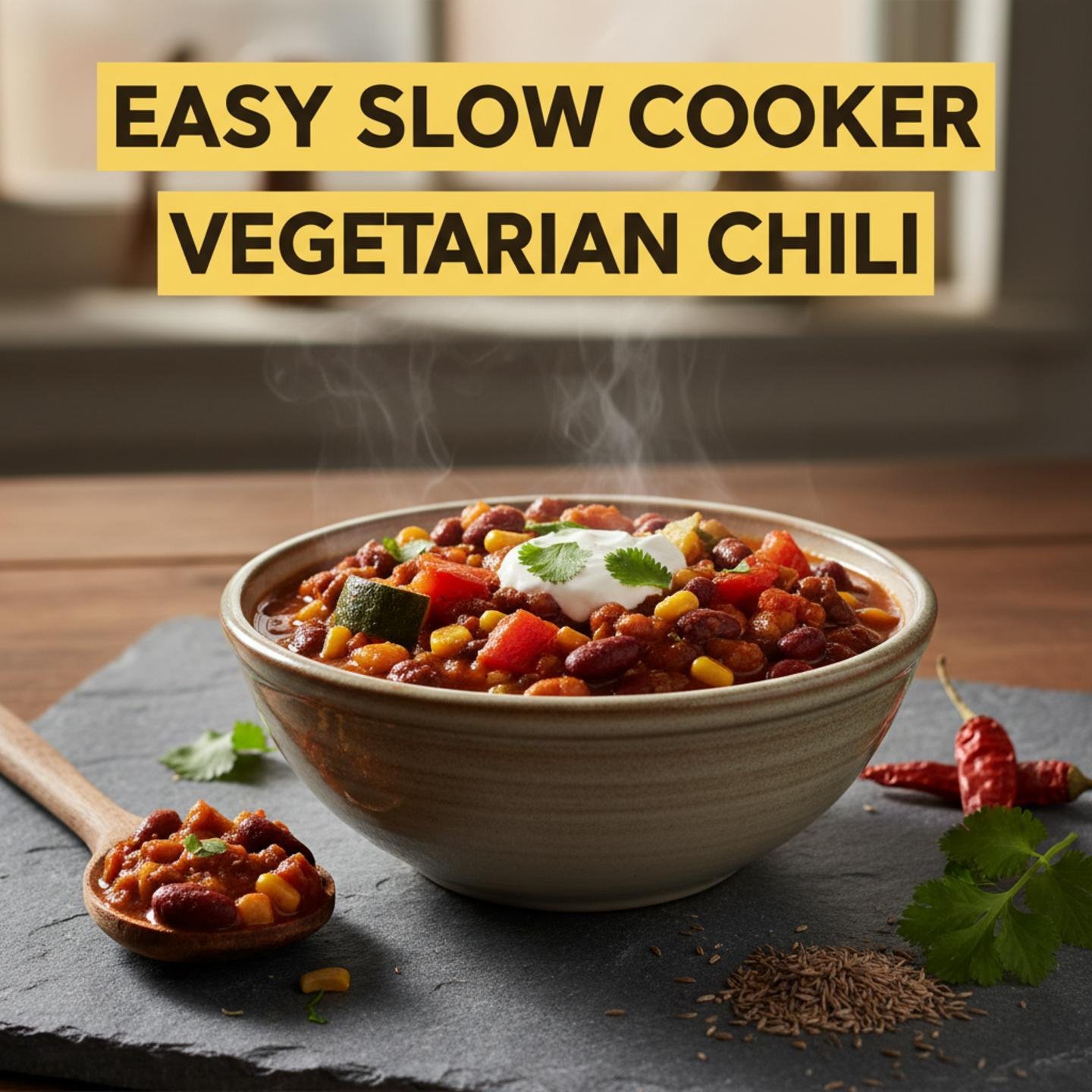 Easy Slow Cooker Vegetarian Chili
