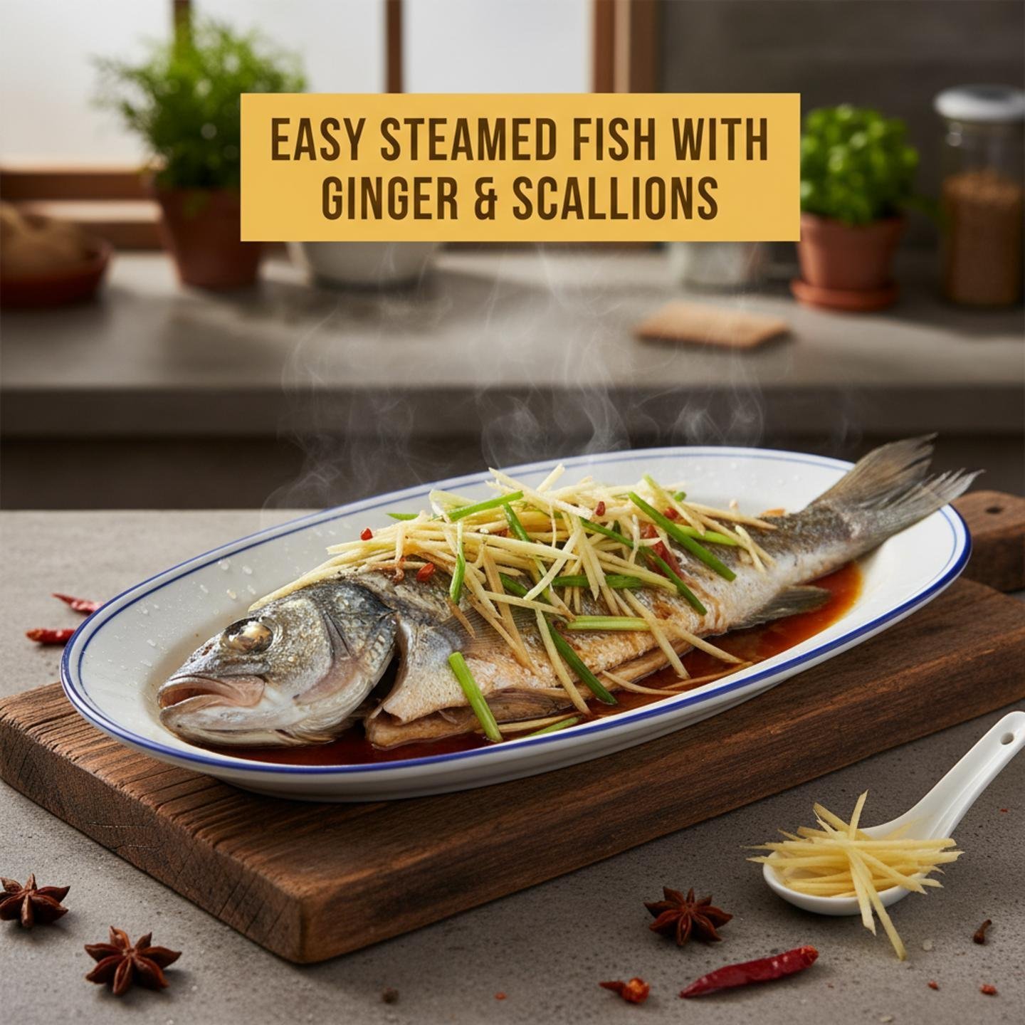Easy Steamed Fish with Ginger & Scallions