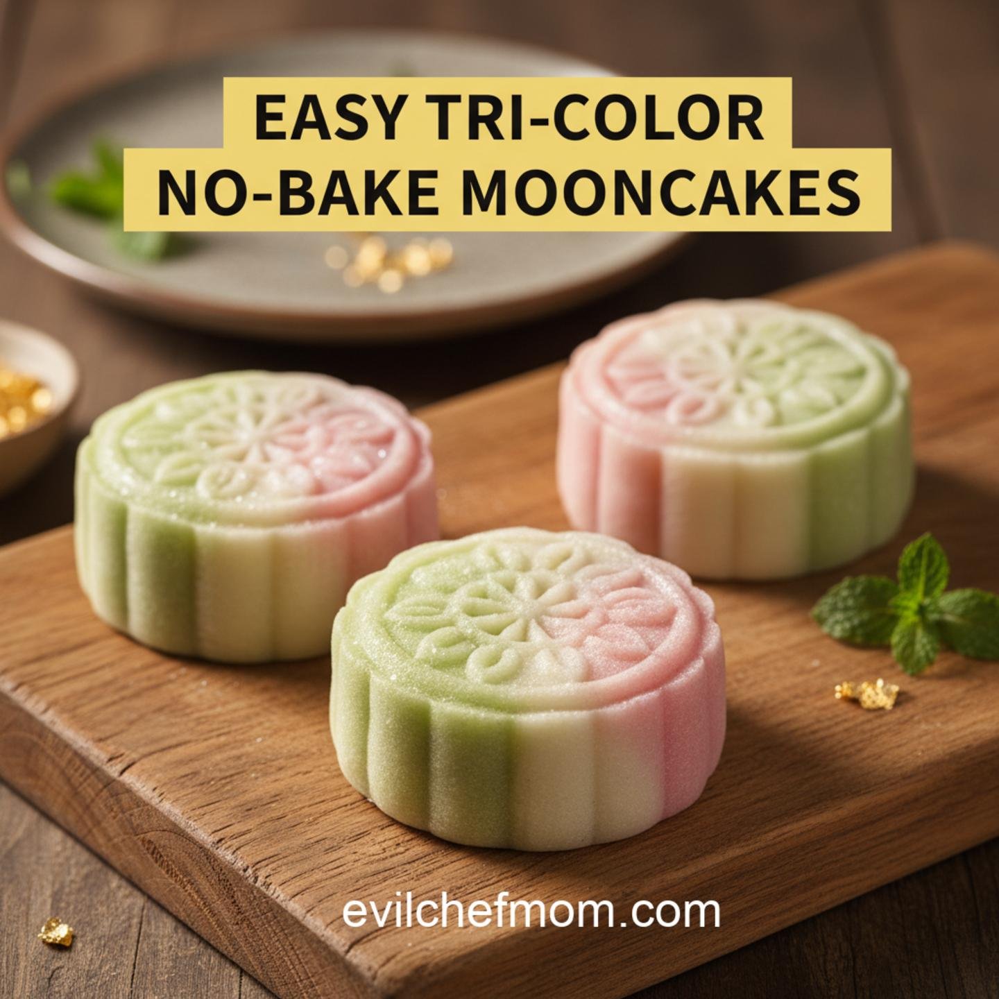 Easy Tri-Color No-Bake Mooncakes