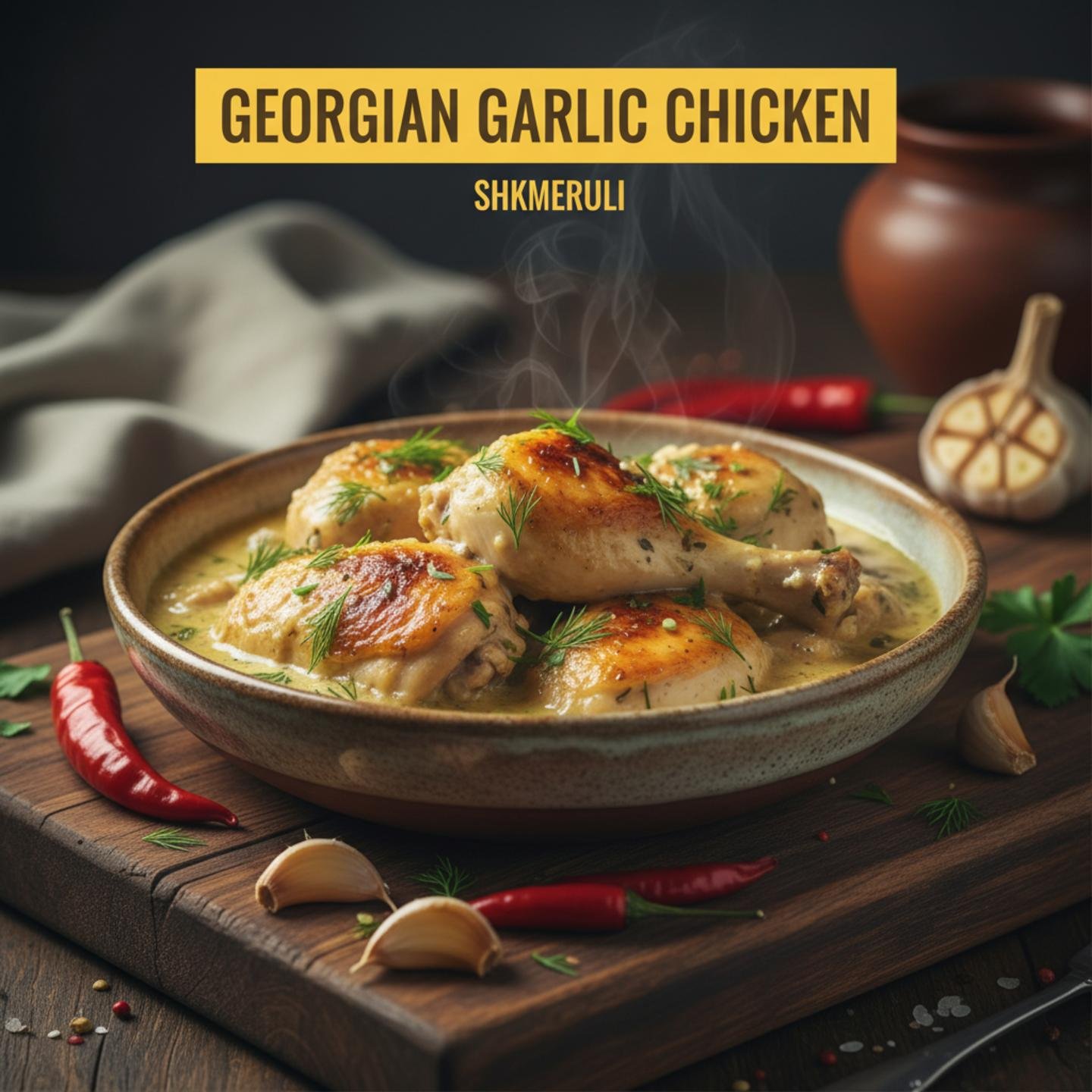 Georgian Garlic Chicken (Shkmeruli)