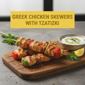 Greek Chicken Skewers with Tzatziki