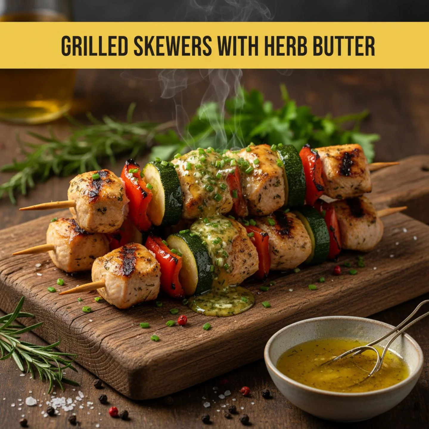 Grilled Skewers with Herb Butter