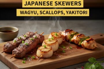 Japanese Skewers: Wagyu, Scallops, Yakitori