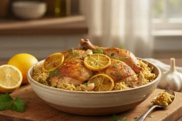 Lemon Garlic Chicken & Rice Bake