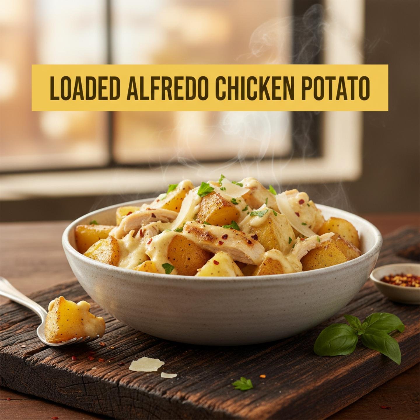 Loaded Alfredo Chicken Potato