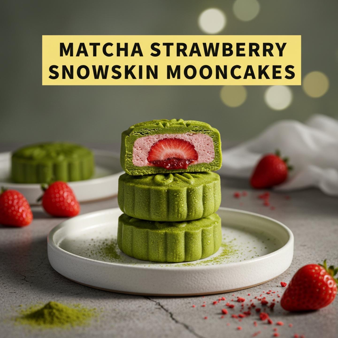 Matcha Strawberry Snowskin Mooncakes