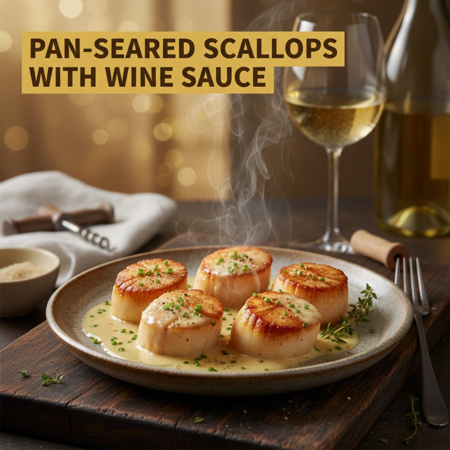 Pan-Seared Scallops with Wine Sauce