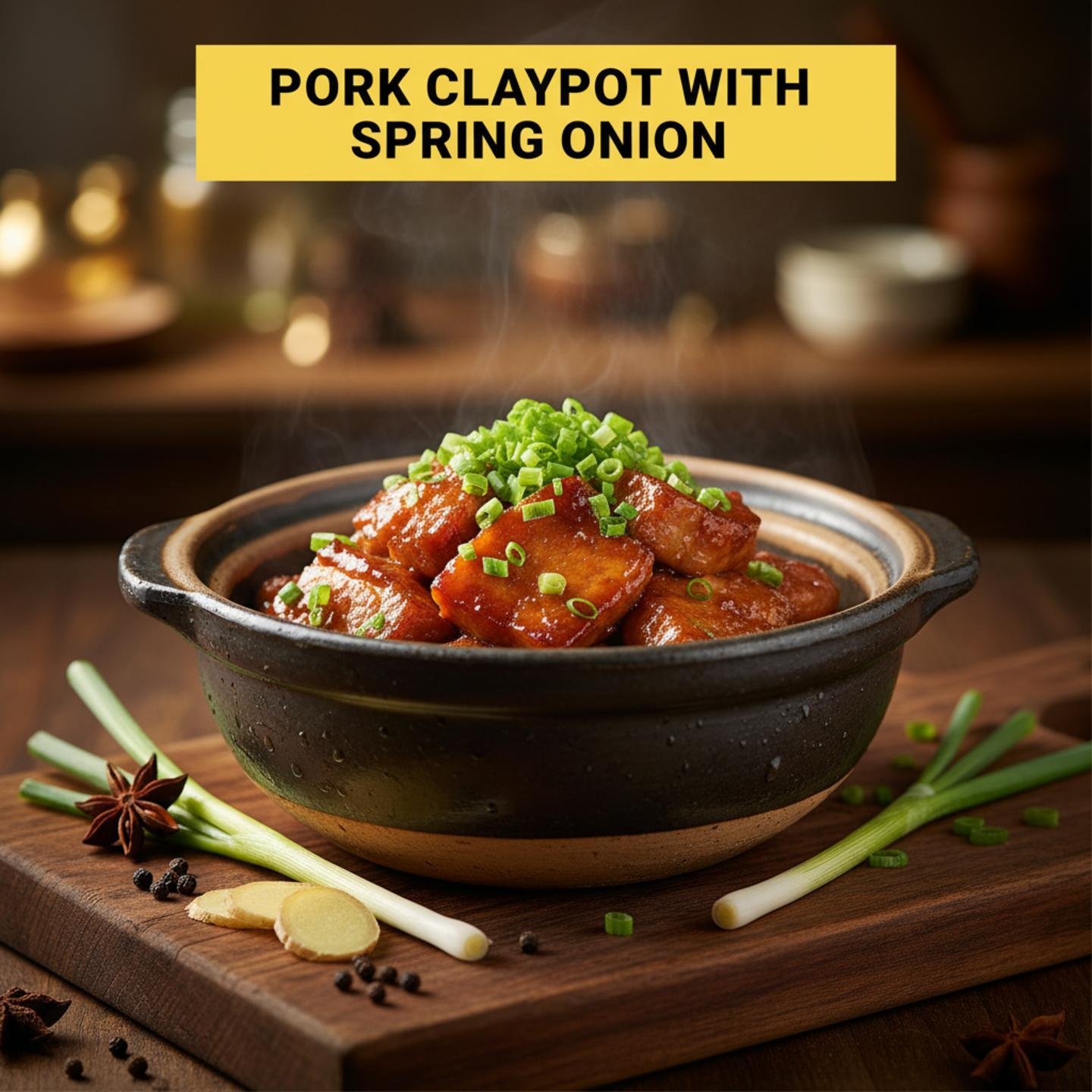 Pork Claypot with Spring Onion
